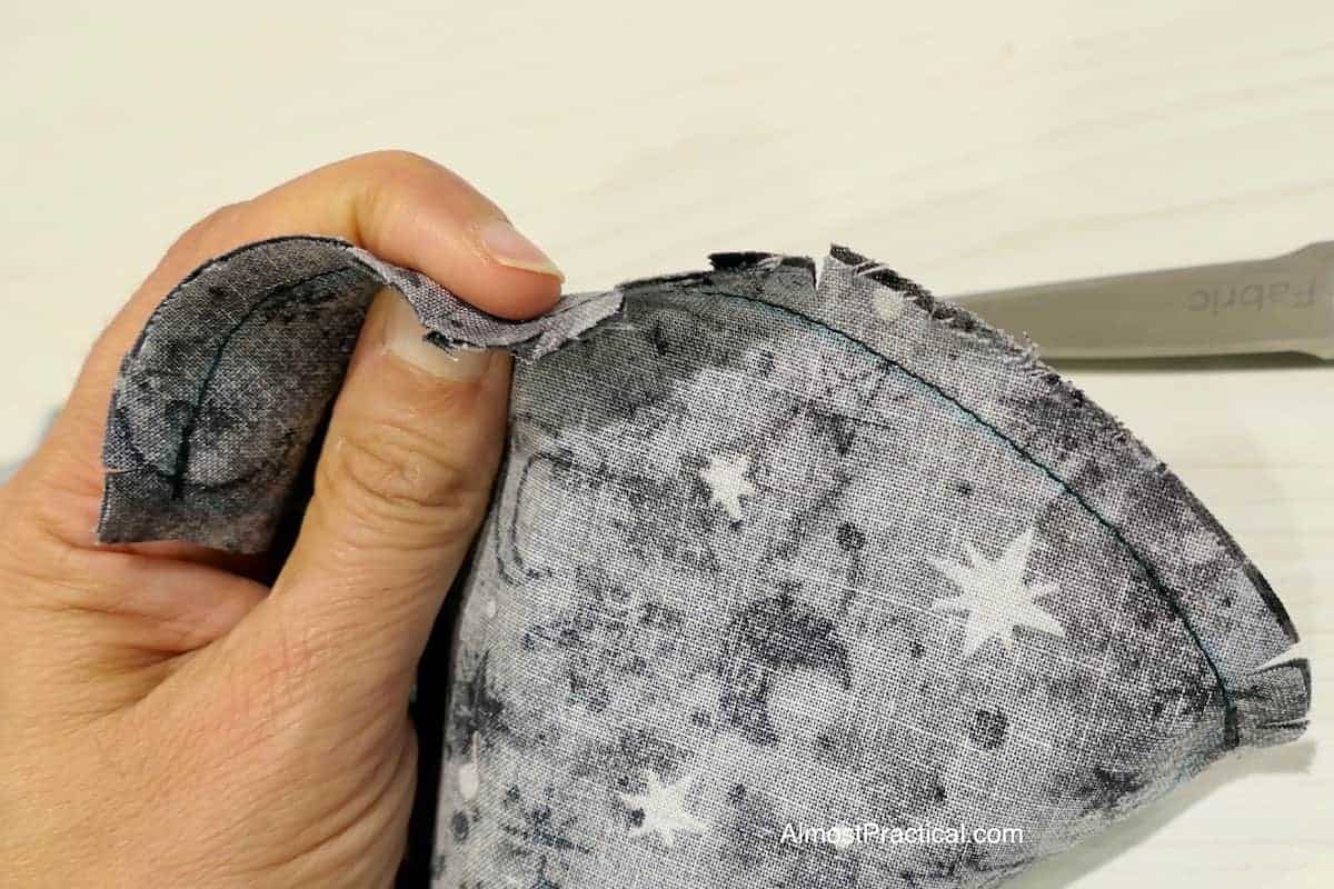 clipping the front seam of the face mask