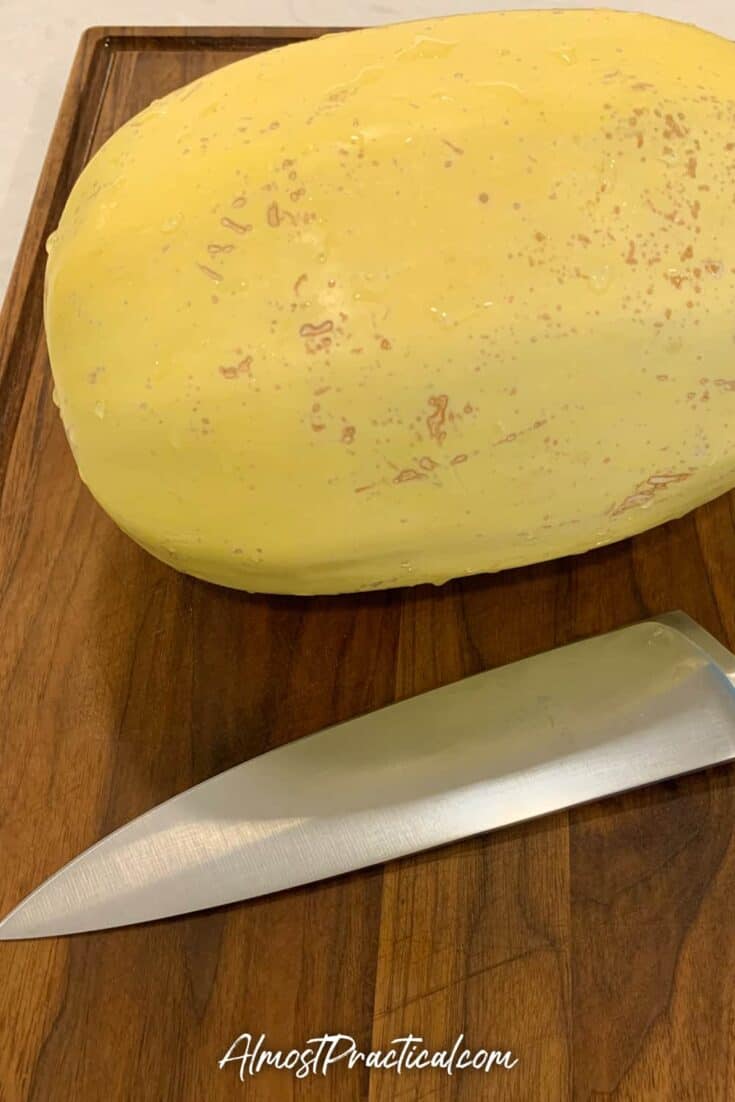 spaghetti squash on cutting board