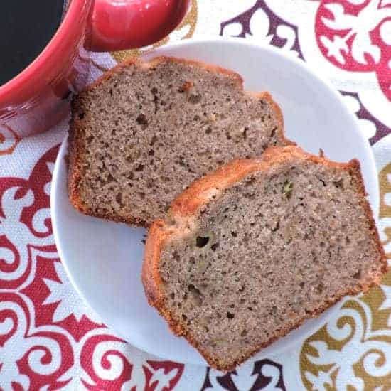 banana bread slices on white plate