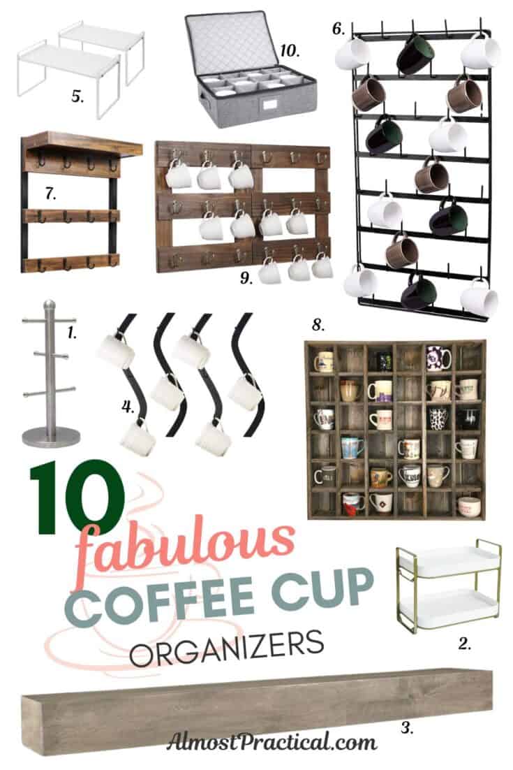 collage of 10 coffee cup organizers