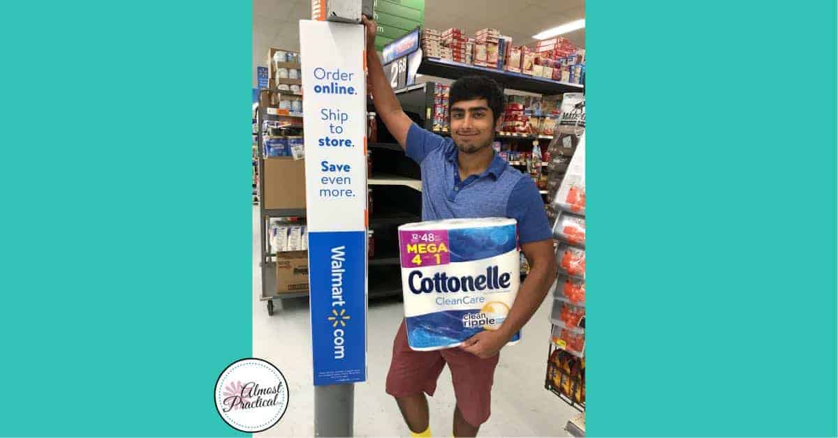 Buying Cottonelle at Walmart.