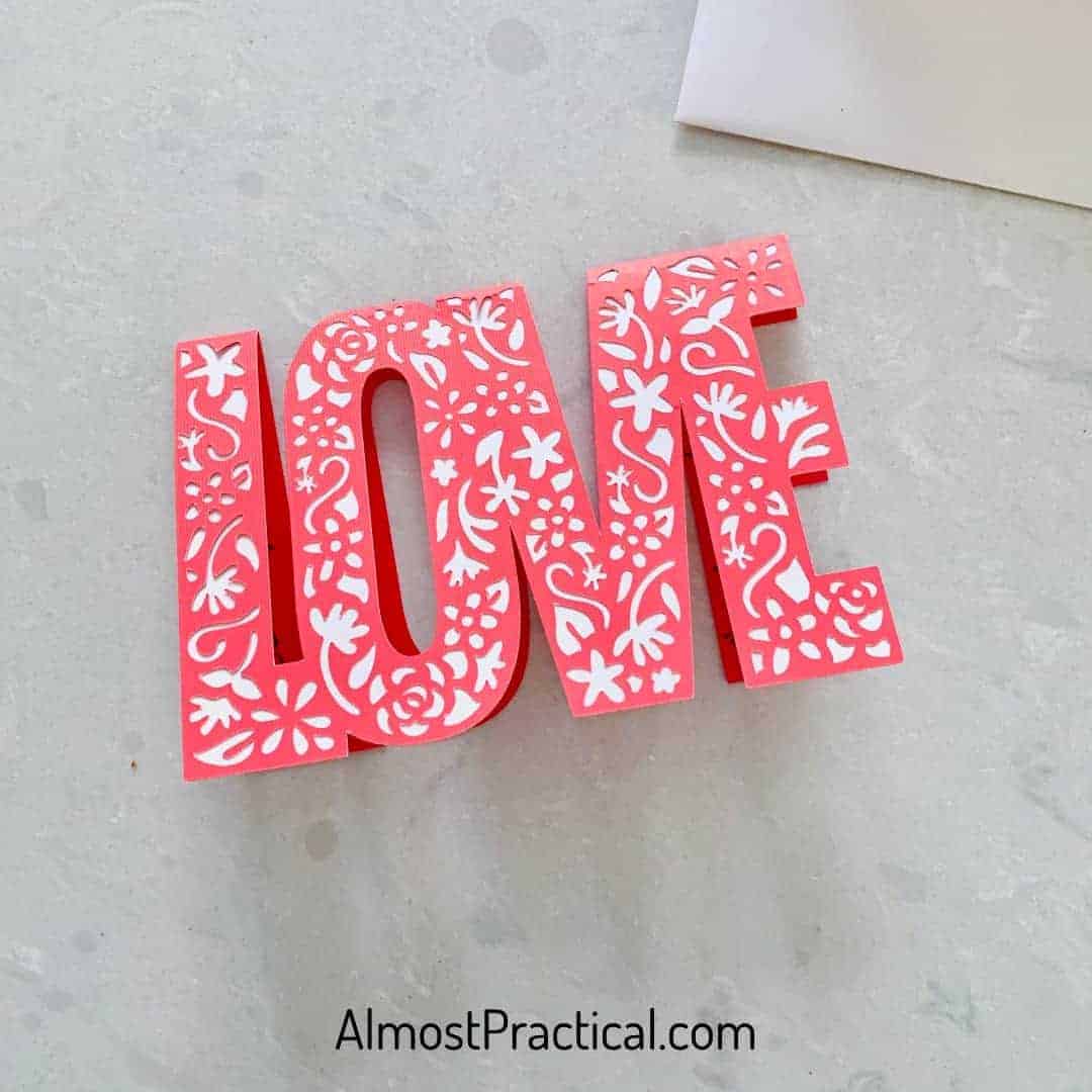 LOVE Cricut Valentine's Day Card in red and white