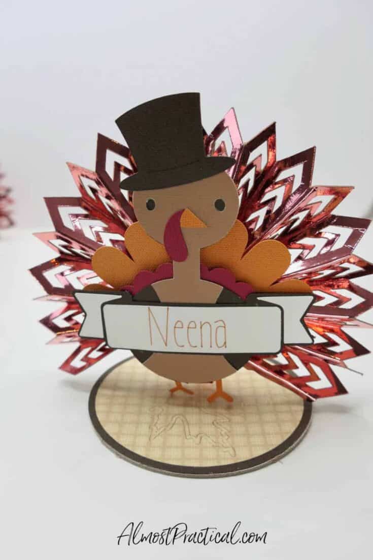 a turkey shaped Thanksgiving place card