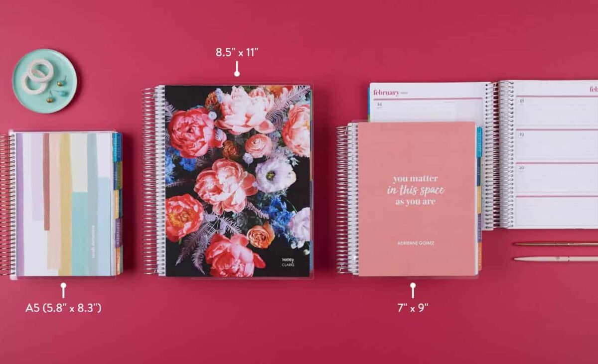 coiled Erin Condren LifePlanners in a variety of sizes