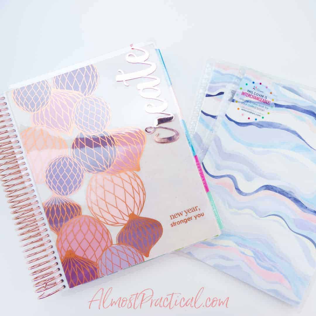 lifeplanner, interchangeable cover, and metallic bookmark that says create