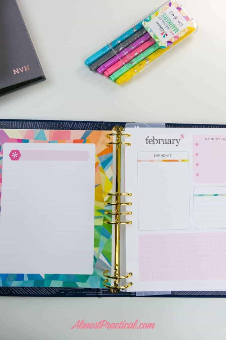 A photo of the planning for the month pages in the Erin Condren LifePlanner Binder.