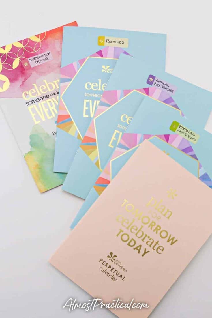 4 Erin Condren Perpetual Calendars fanned out.