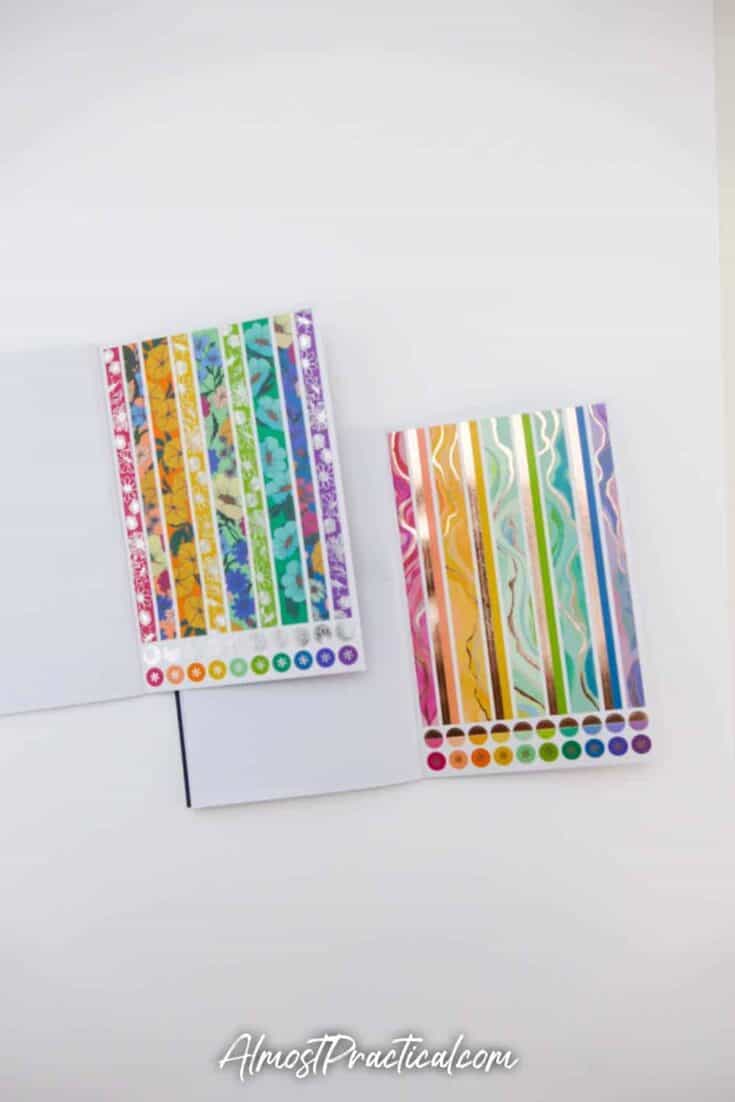 Erin Condren Flower Power Sticker Book and Layers Sticker book side by side - page 11