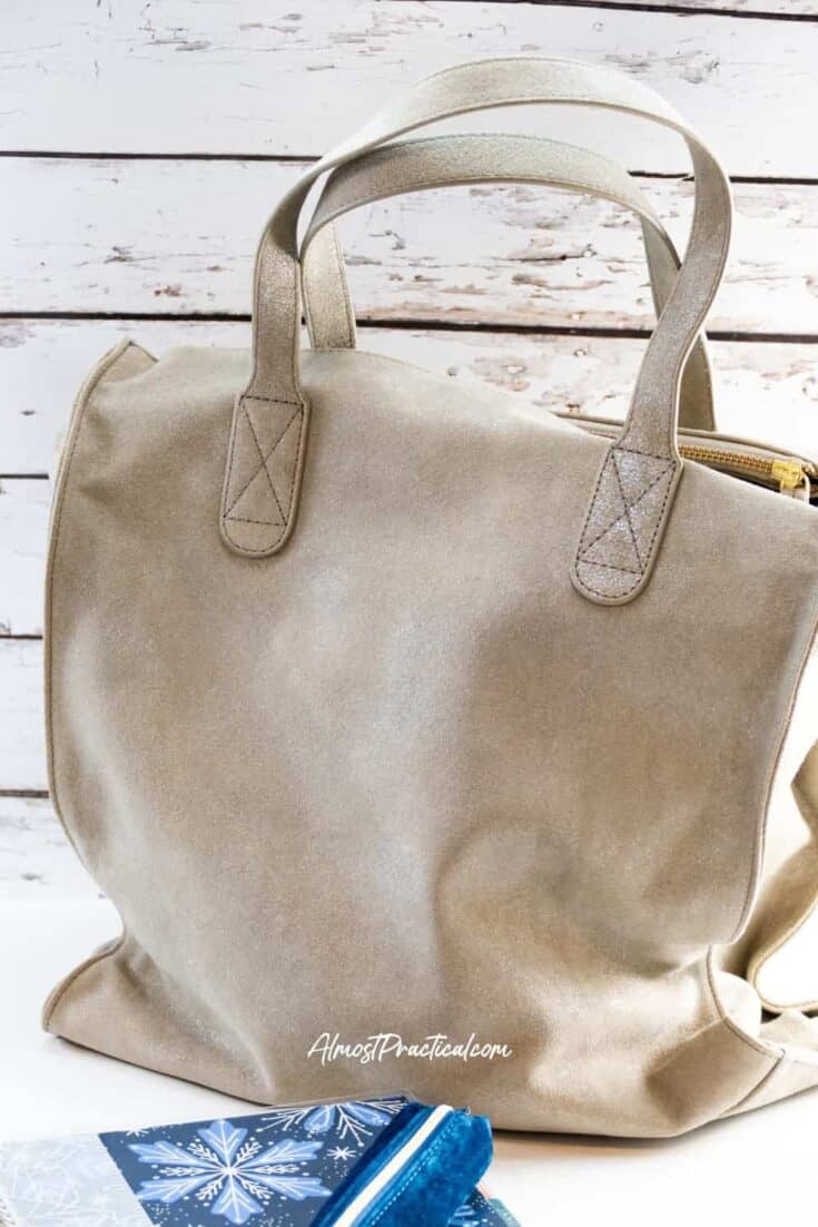 photo of the Erin Condren Tote Bag in Metallic Suede