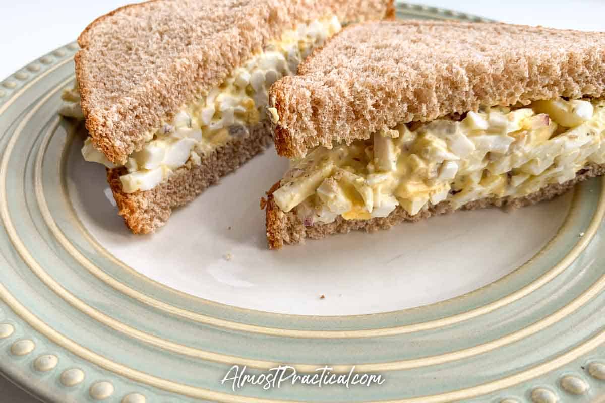 egg salad sandwich on a plate