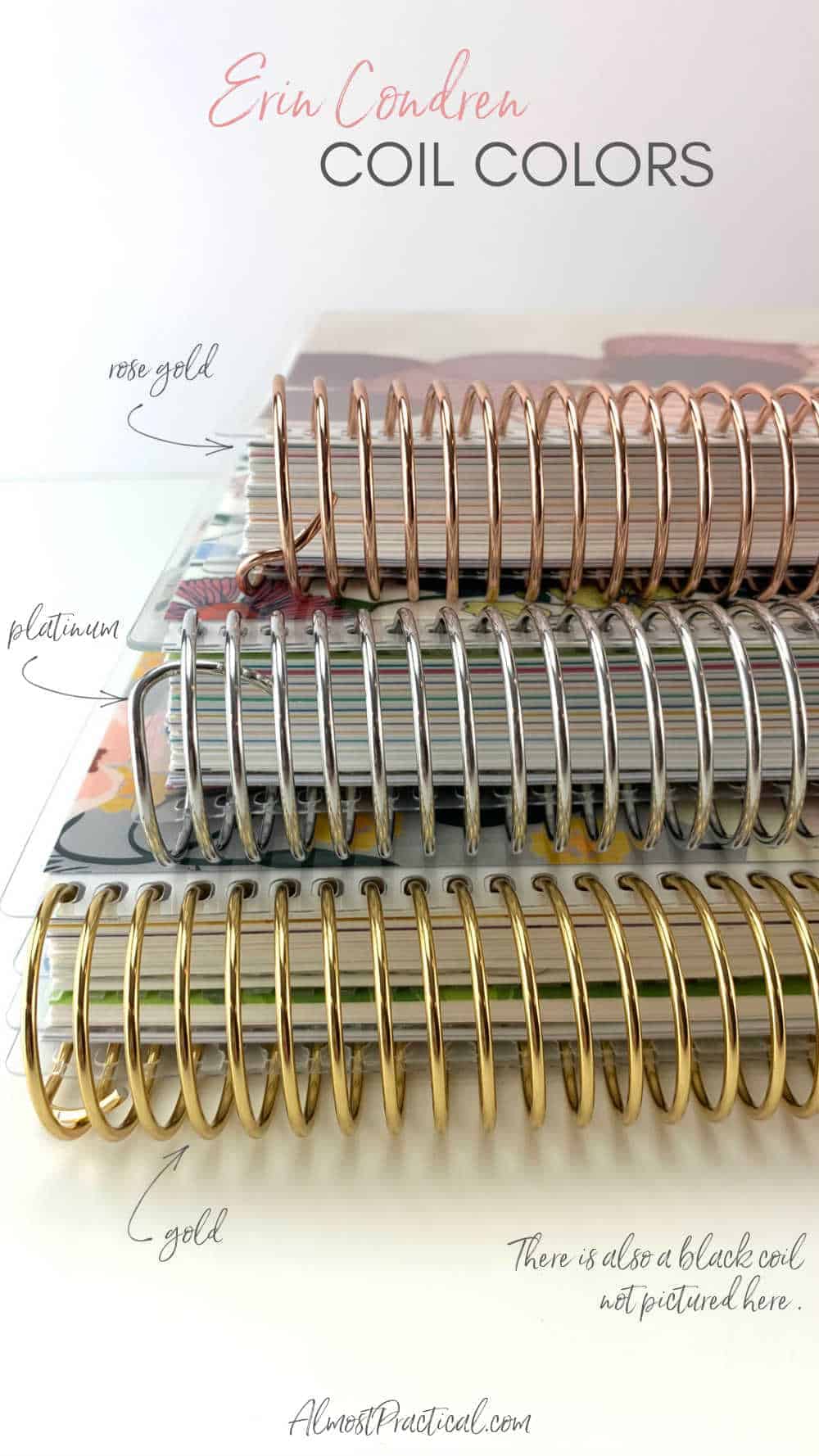 Erin Condren LifePlanner stack showing the coil colors.