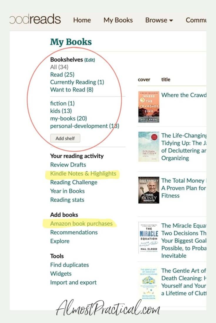 screenshot of the GoodReads portal