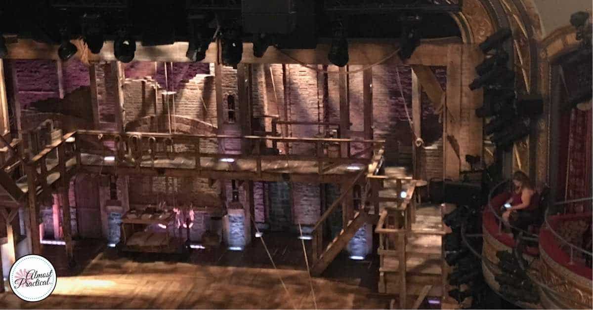 A view of the Hamilton musical stage from the balcony.