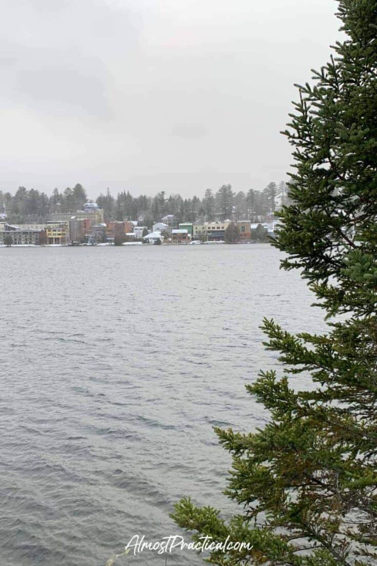 a view of Mirror Lake in Lake Placid NY