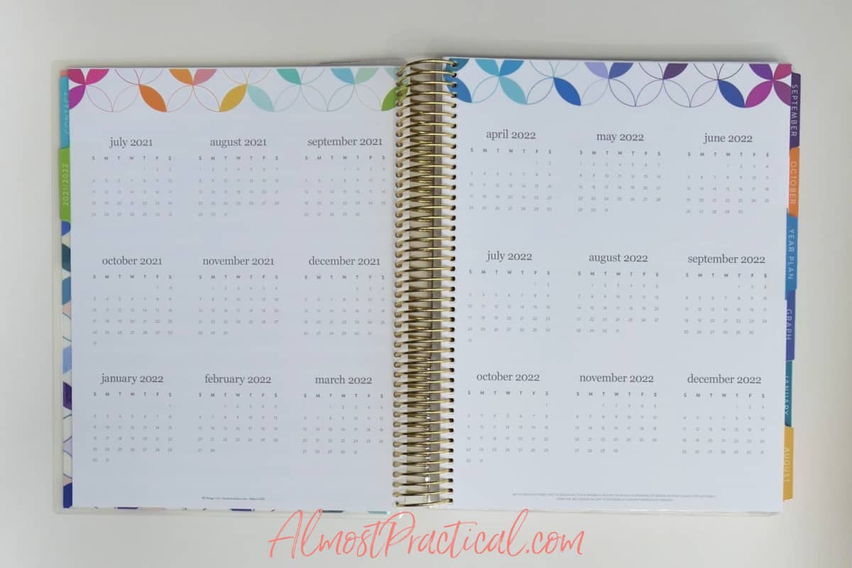 mini months pages in the Erin Condren Teacher Lesson Planner