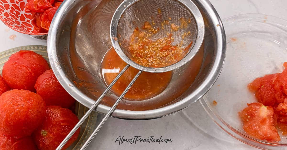 photo of process of peeling and seeding tomatoes