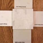 Marble look white/gray quartz kitchen countertop samples.