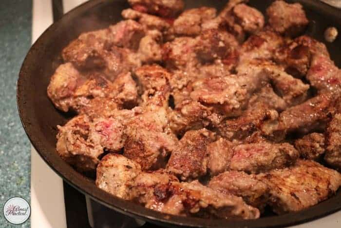 brown the beef cubes prior to slow cooking