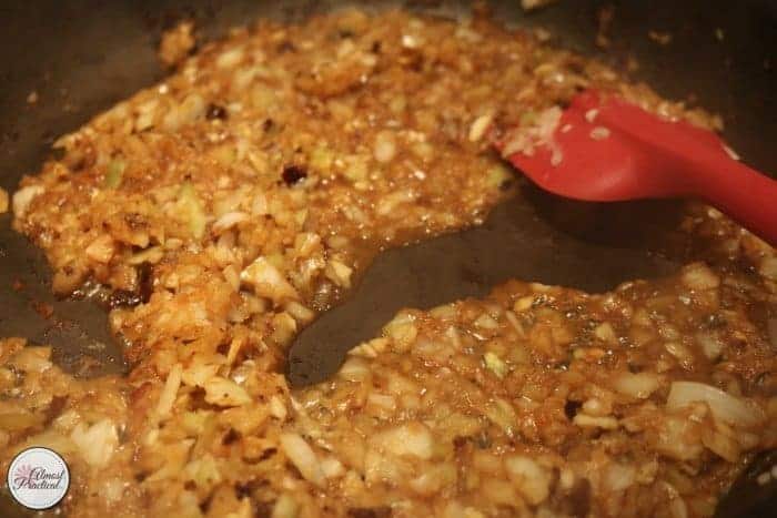 sauté the onions and garlic and deglaze with some beef broth