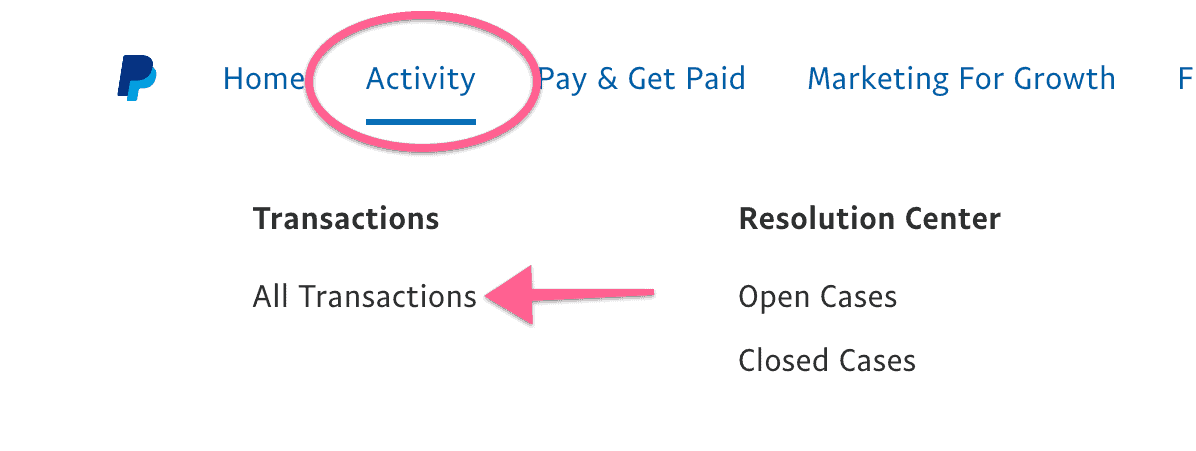 screenshot from PayPal to find running balance