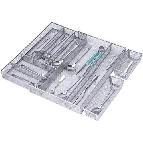 Expandable Mesh Silverware Drawer Organizer