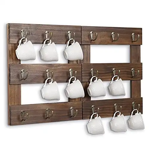 Wood Coffee Mug Holder Stand with 18 Hooks